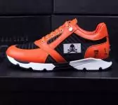 philipp plein solde chaussure driving orange skull leather